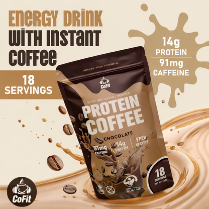COFIT - Café en Polvo con Proteínas (14 g) - Chocolate - 18 Porciones, 360 g
