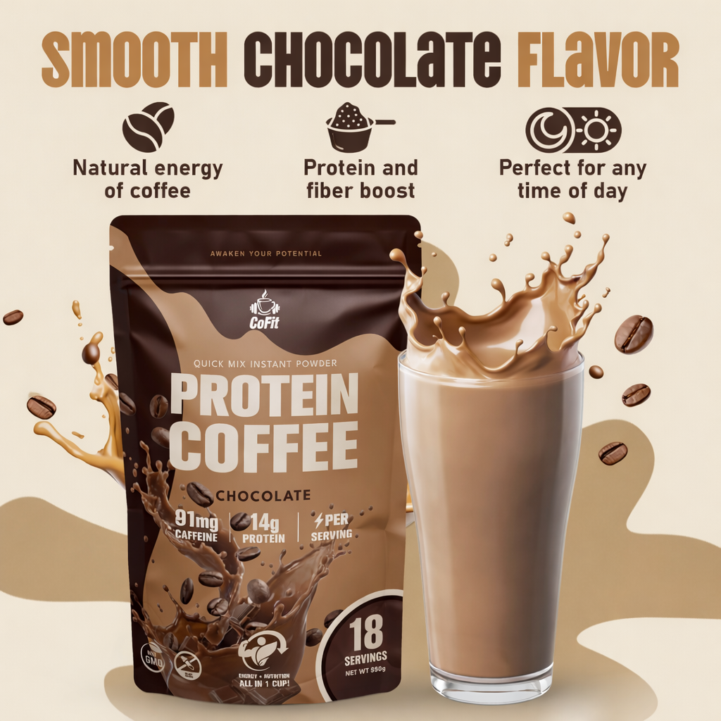 COFIT - Café en Polvo con Proteínas (14 g) - Chocolate - 18 Porciones, 360 g