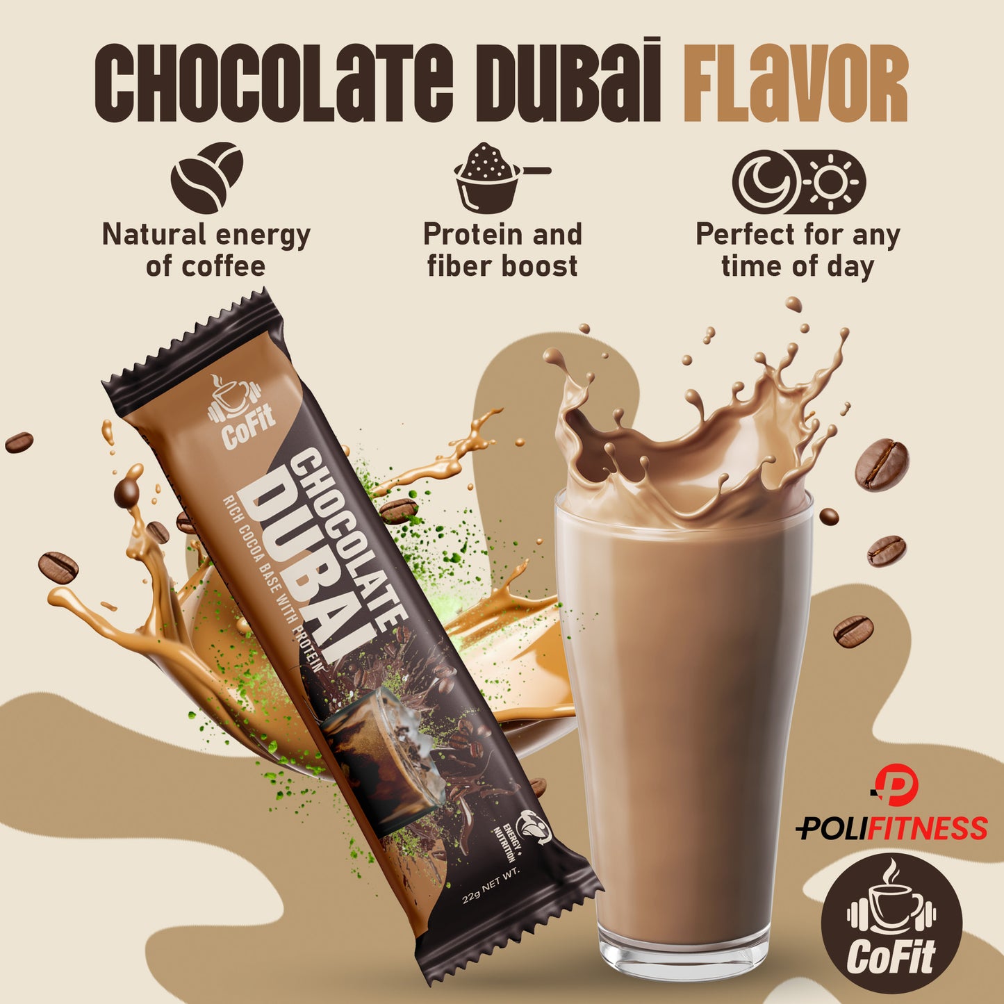 COFIT - Stick Powder Coffee With Protein (14g) - Chocolate - 1 Serving, 22g