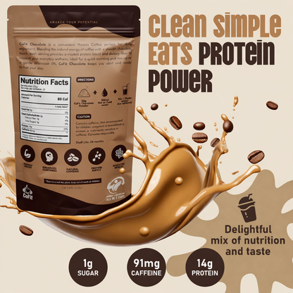 COFIT - Café en Polvo con Proteínas (14 g) - Chocolate - 18 Porciones, 360 g