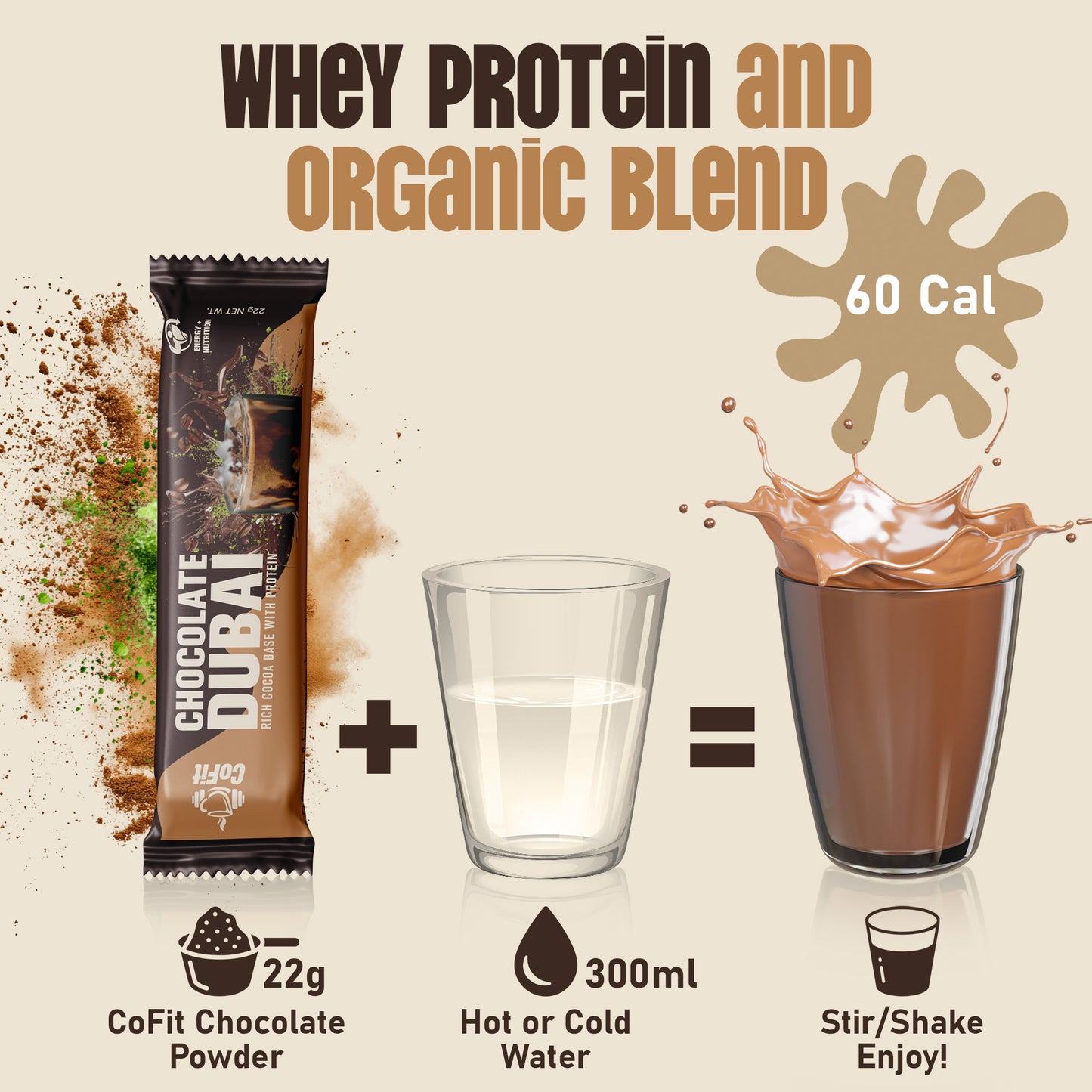 COFIT - Stick Powder Coffee With Protein (14g) - Chocolate - 1 Serving, 22g