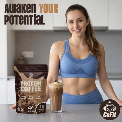 COFIT - Café en Polvo con Proteínas (14 g) - Chocolate - 18 Porciones, 360 g