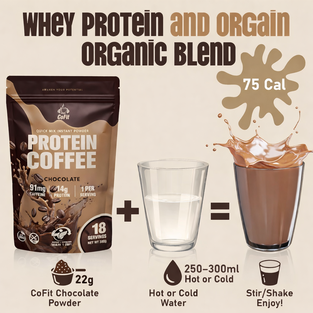 COFIT - Café en Polvo con Proteínas (14 g) - Chocolate - 18 Porciones, 360 g