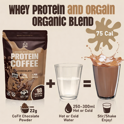 COFIT - Café en Polvo con Proteínas (14 g) - Chocolate - 18 Porciones, 360 g