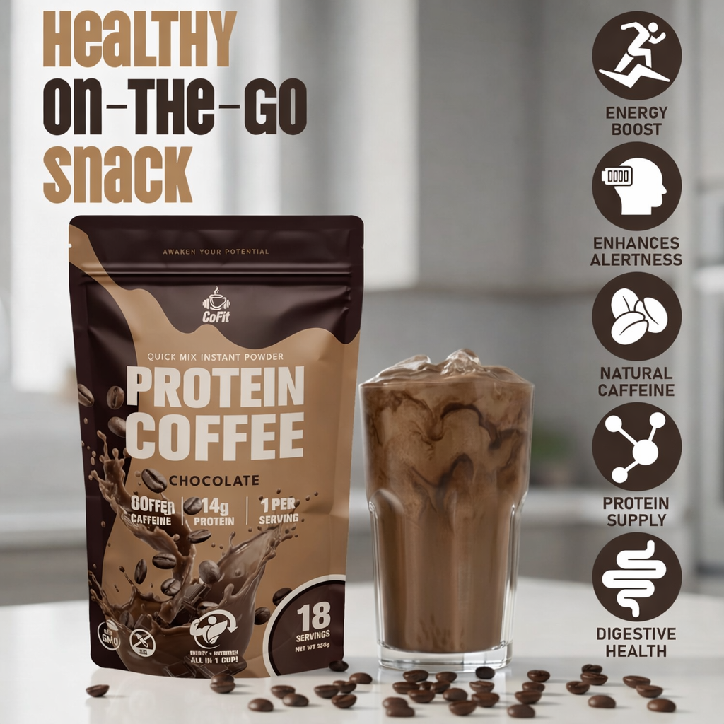 COFIT - Café en Polvo con Proteínas (14 g) - Chocolate - 18 Porciones, 360 g