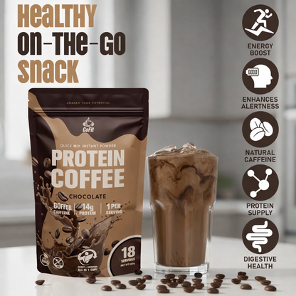COFIT - Café en Polvo con Proteínas (14 g) - Chocolate - 18 Porciones, 360 g